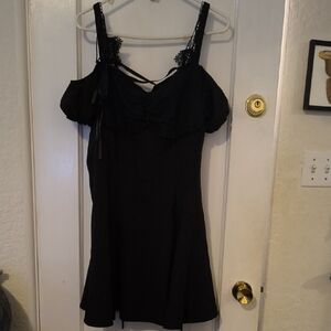NWT Dark In Love | Chic Black Lace Strap Mini Dress